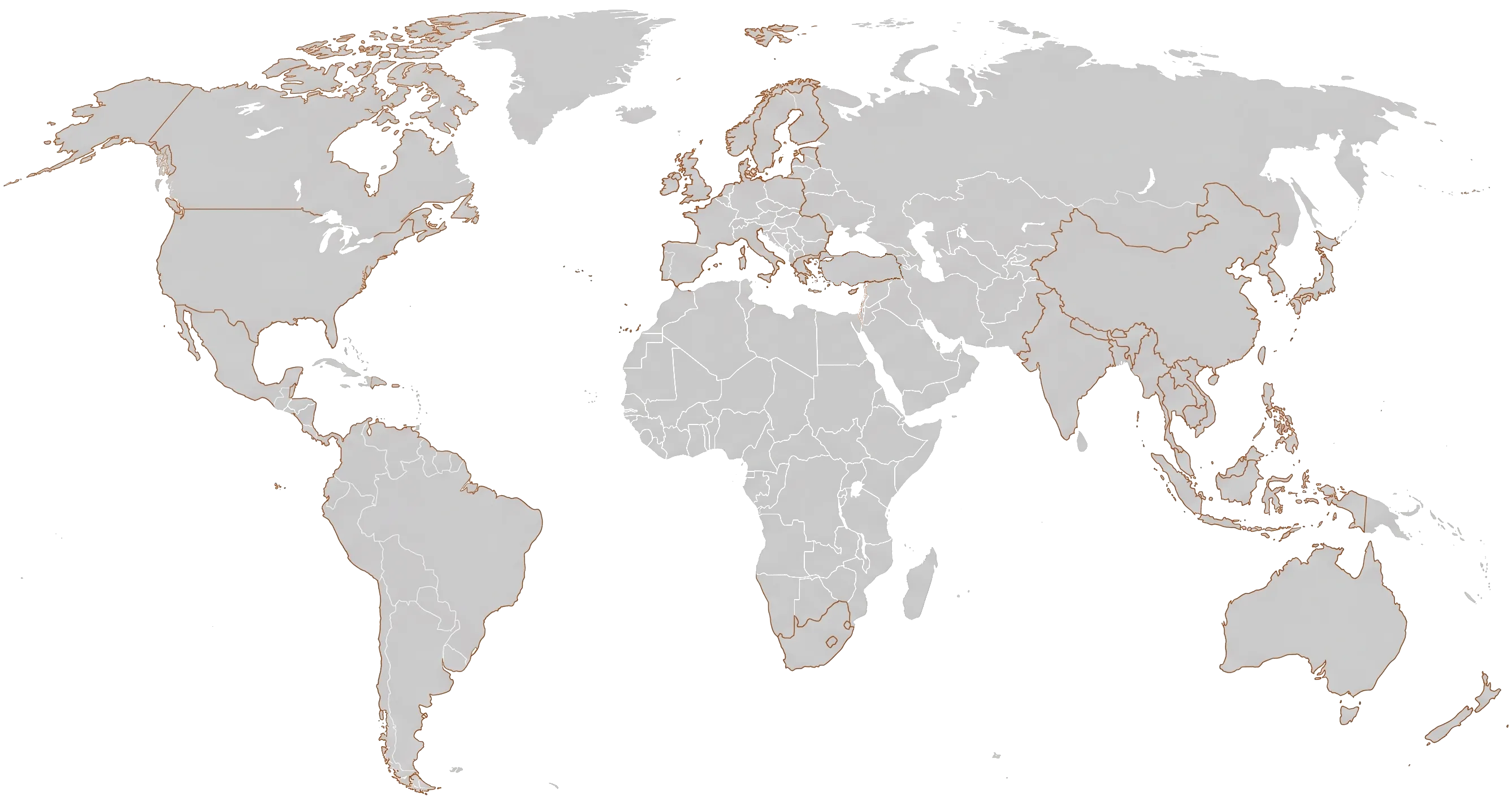 World map showing Kings 3D Printing installations across three continents